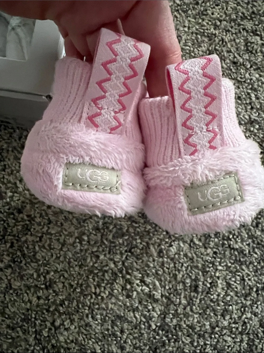 UGG Baby Soft Pink Plush Booties with Pull-Tab